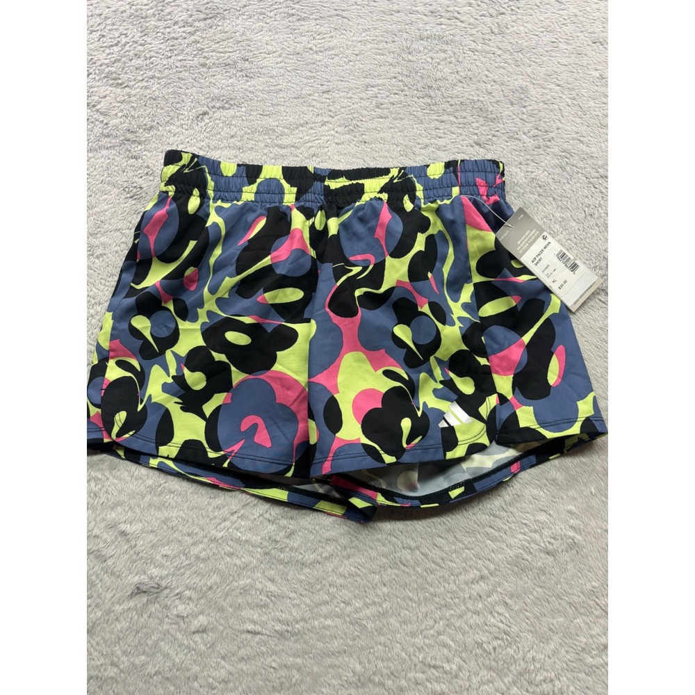 Adidas Kids XL AOP Pacer Woven Shorts Pulse Lime Multi AH4408 NEW